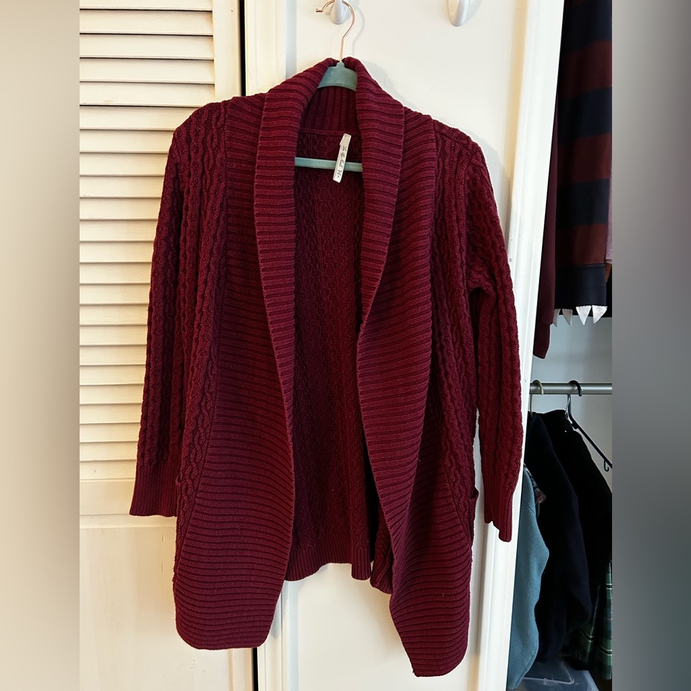Leo & Nicole Deep Red Cardigan Sweater